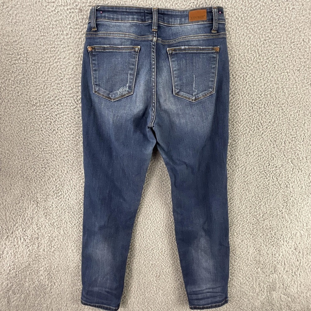 Judy Blue Jeans Womens 9/29‎ Blue Tapered Relaxed Fit Stretch Distressed Denim